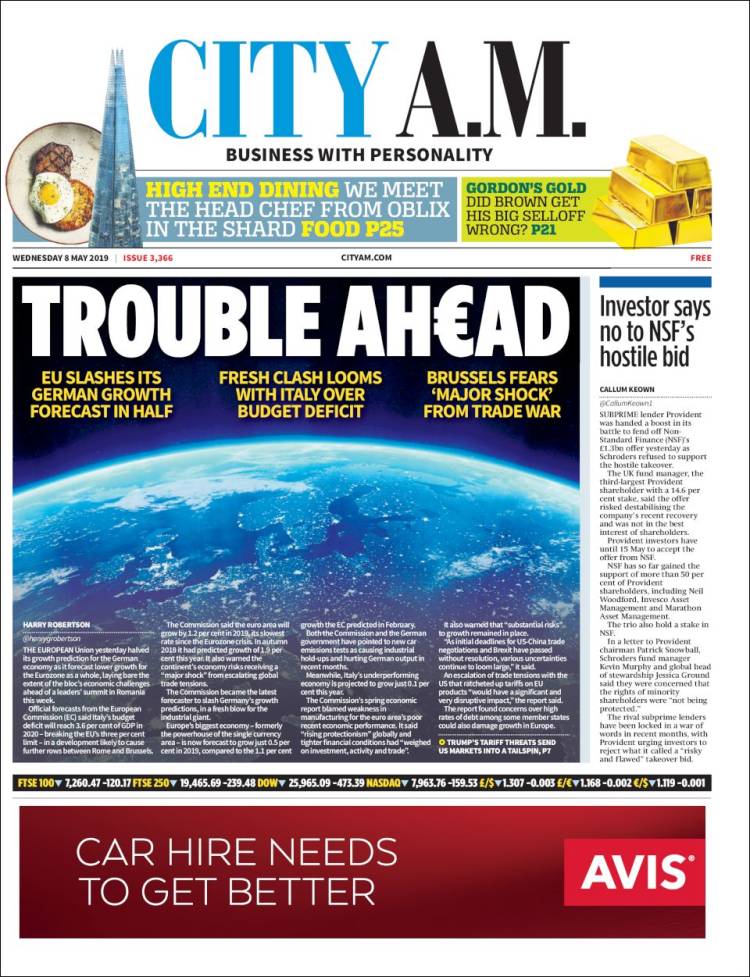 Portada de City A.M. (Reino Unido)