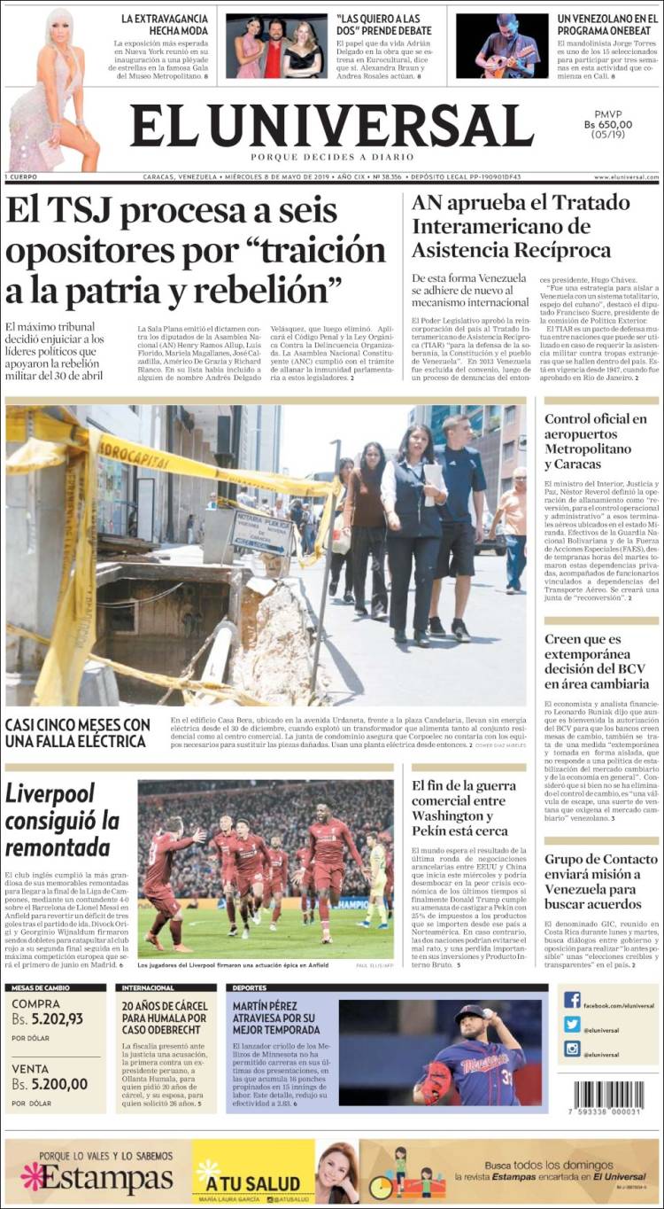 Portada de Universal (Venezuela)