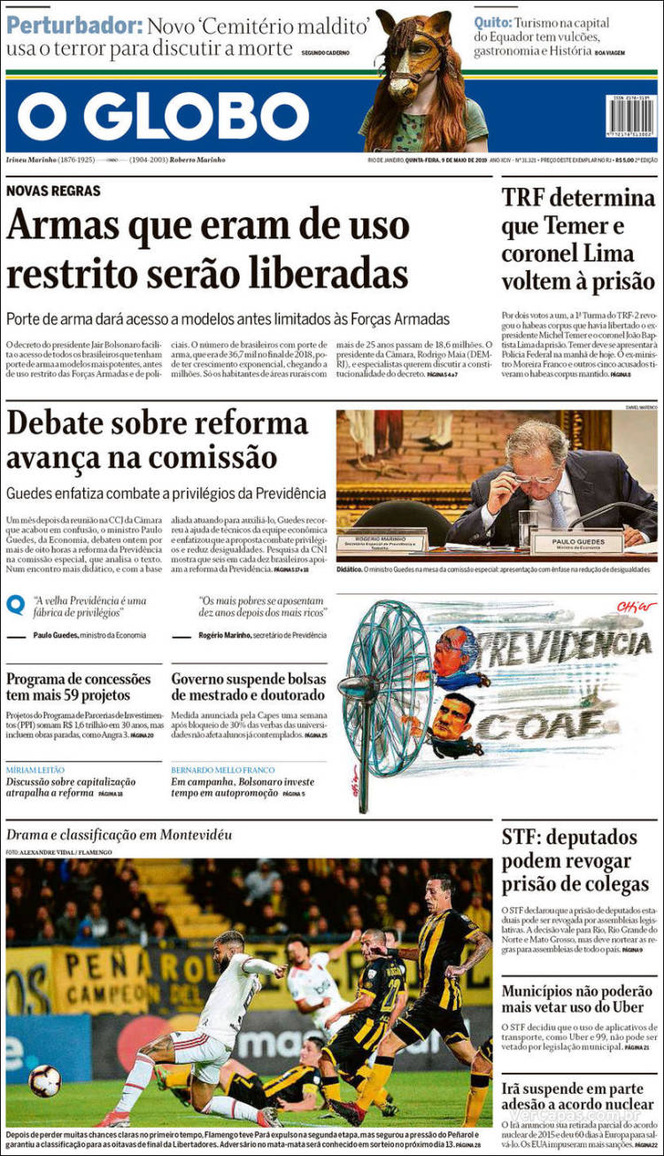 Portada de O Globo (Brasil)