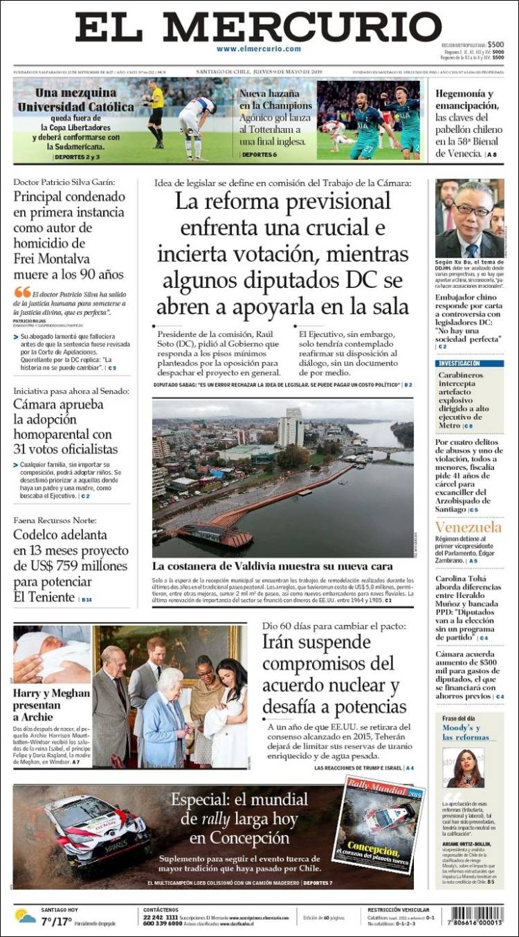 Portada de El Mercurio (Chile)