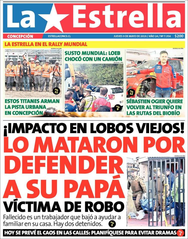 Portada de La Estrella de Concepción (Chile)