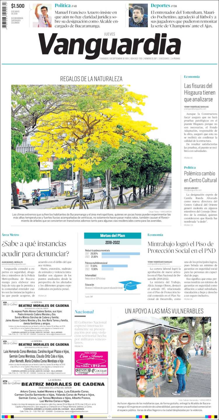 Portada de Vanguardia Liberal (Colombia)