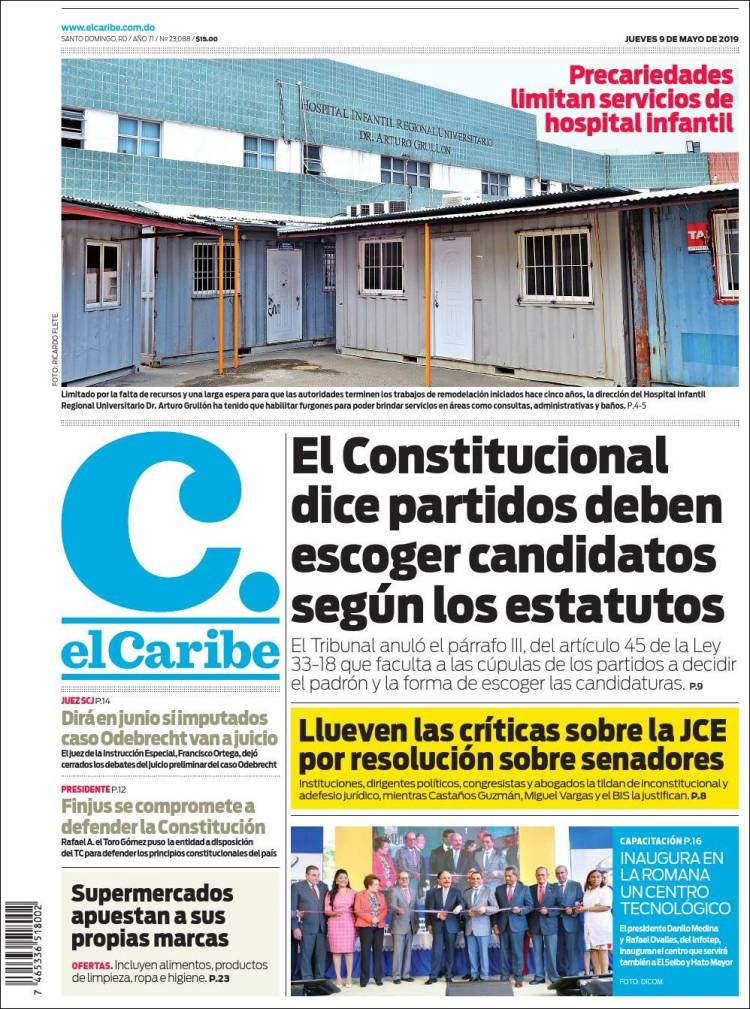Portada de El Caribe (R. Dominicana)