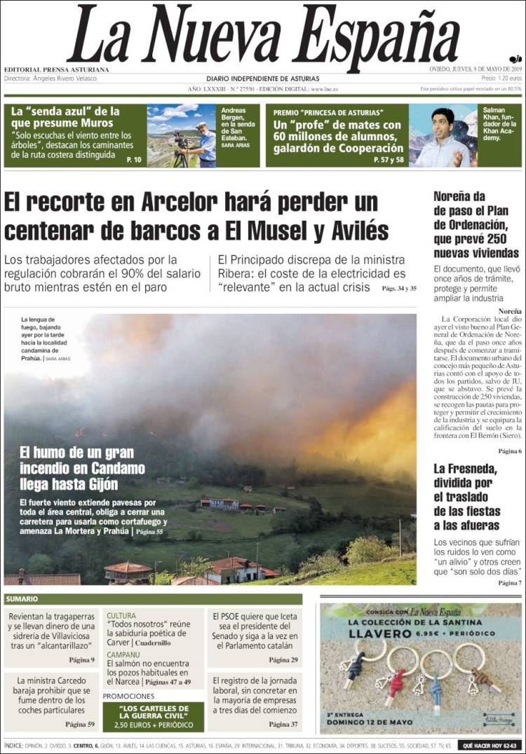 Portada de La Nueva España (Espa&ntilde;a)