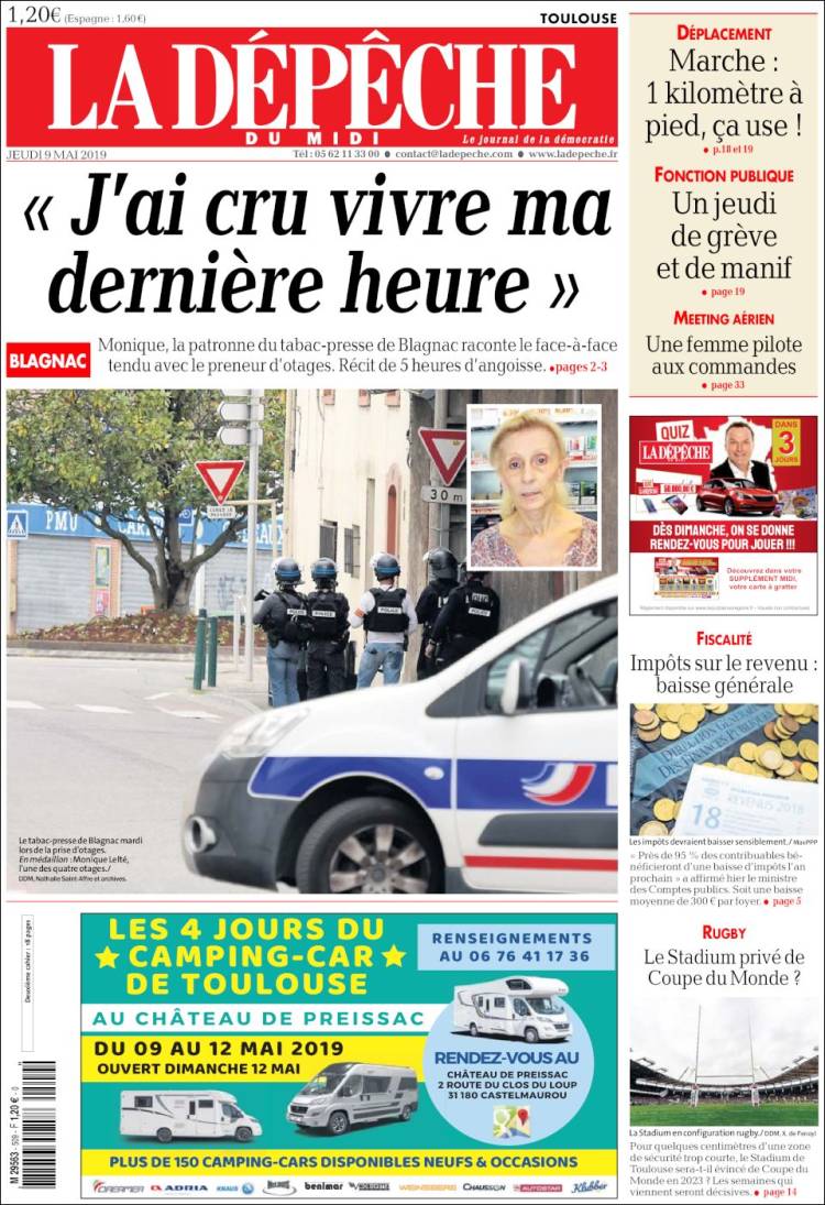Portada de La Dépêche du Midi (Francia)