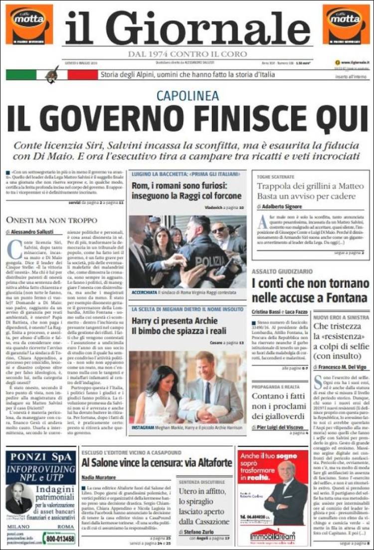Portada de il Giornale (Italia)