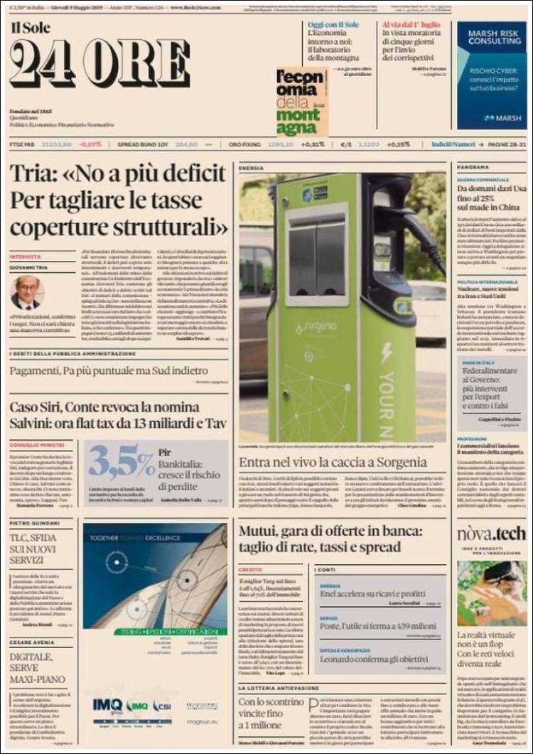 Portada de Il Sole 24 ORE (Italia)