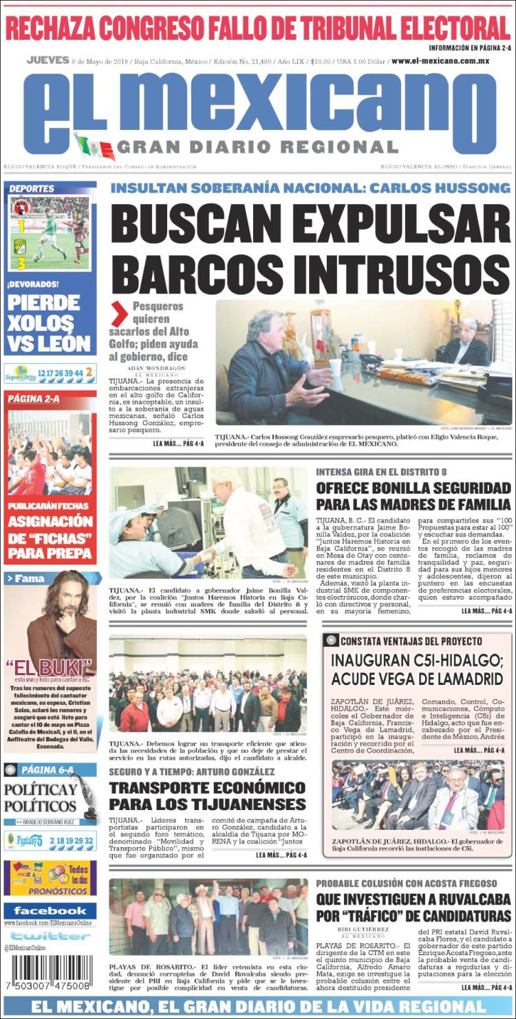 Portada de El Mexicano - El Gran Diario Regional (M&eacute;xico)