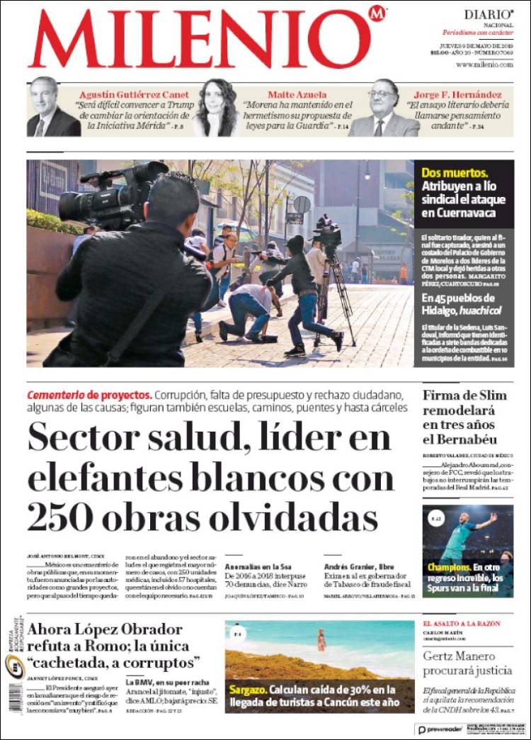 Portada de Milenio (M&eacute;xico)