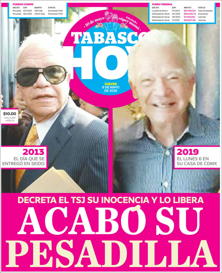 Portada de Tabasco Hoy (M&eacute;xico)