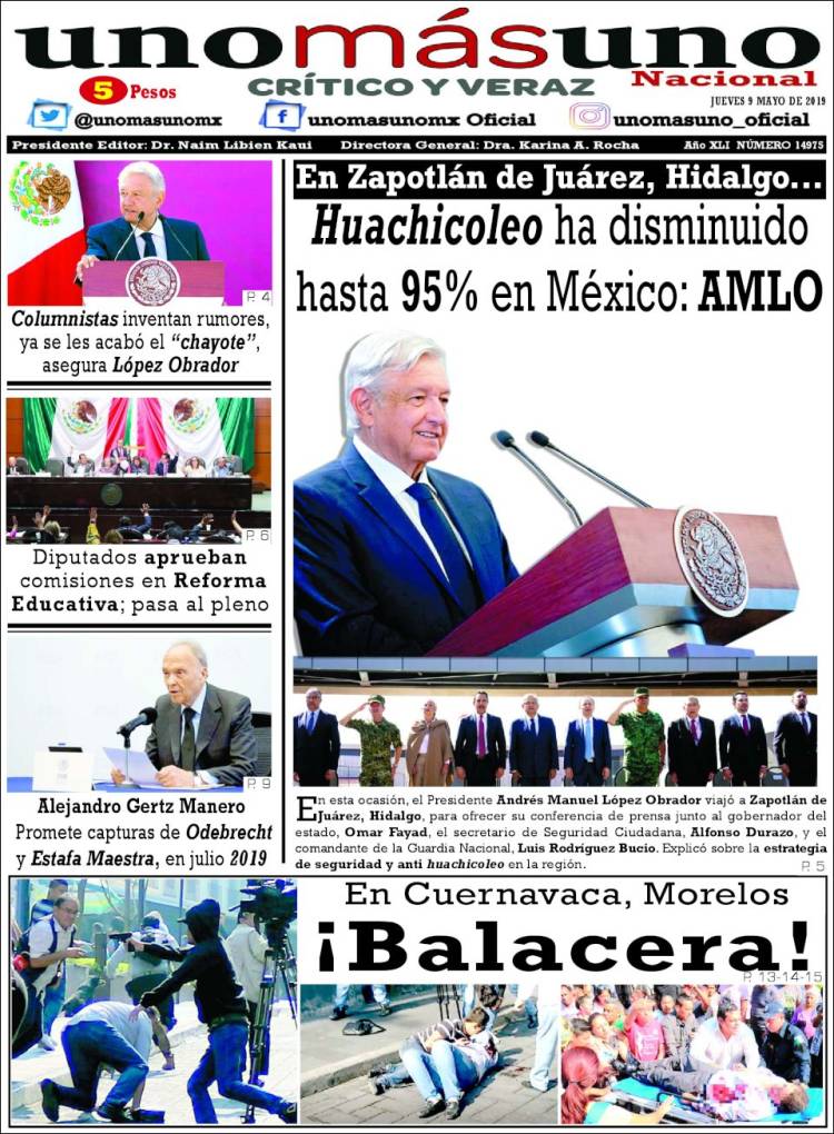 Portada de unomásuno (M&eacute;xico)