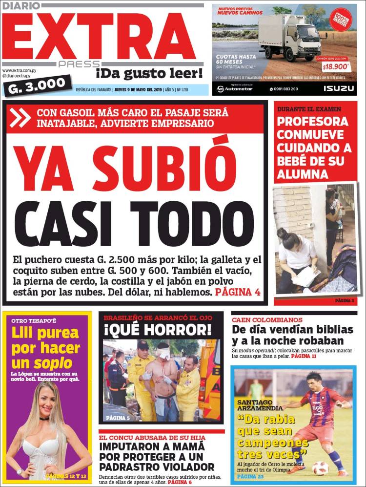 Portada de Diario Extra (Paraguay)