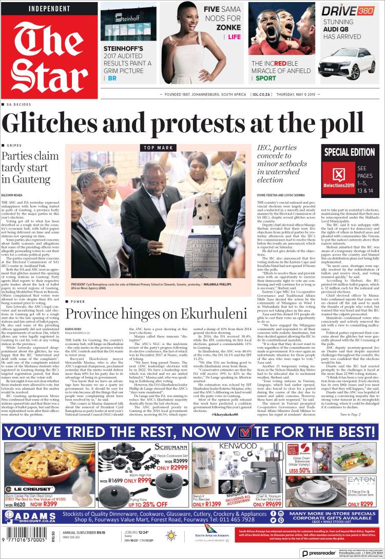 Portada de The Star (Sud&aacute;frica)