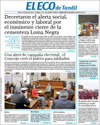 Portada de El Eco de Tandil (Argentina)