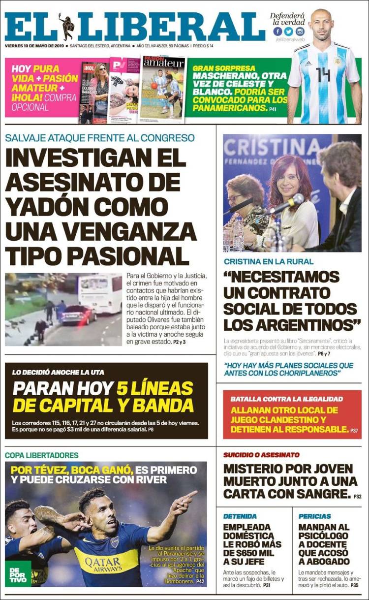 Portada de Diario El Liberal (Argentina)
