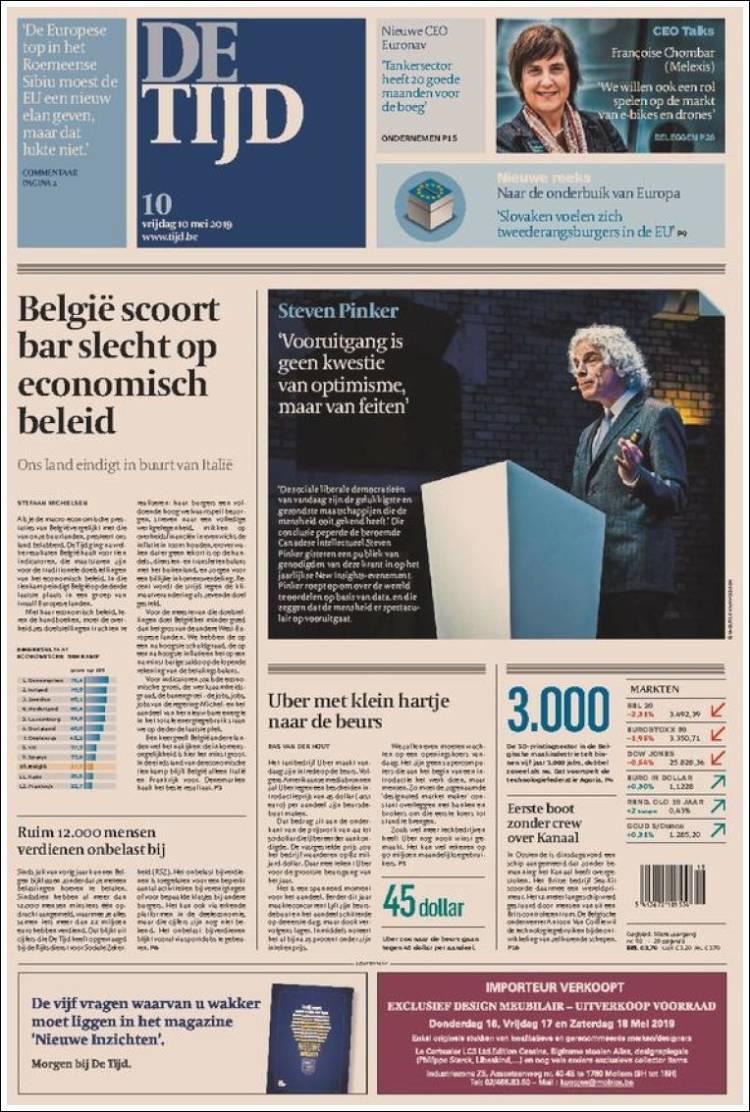 Portada de De Tijd (B&eacute;lgica)
