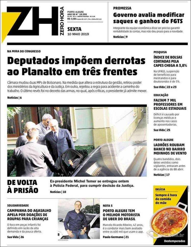 Portada de Zero Hora (Brasil)