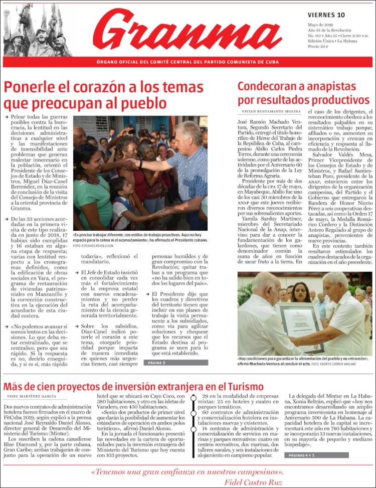 Portada de Granma (Cuba)