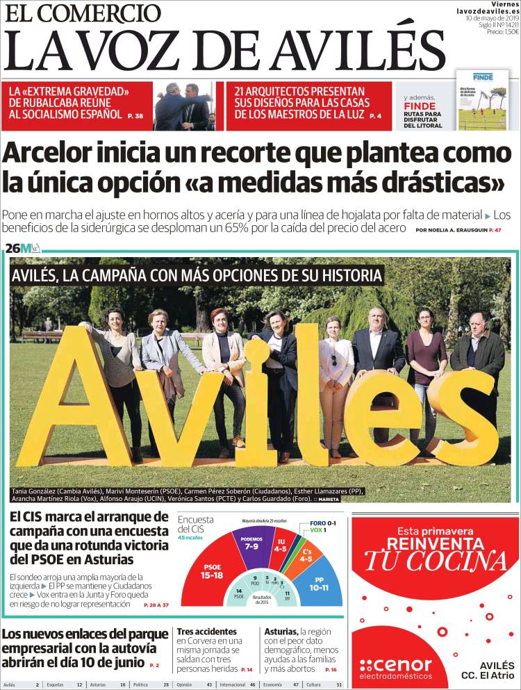 Portada de El Comercio - Avilés (España)