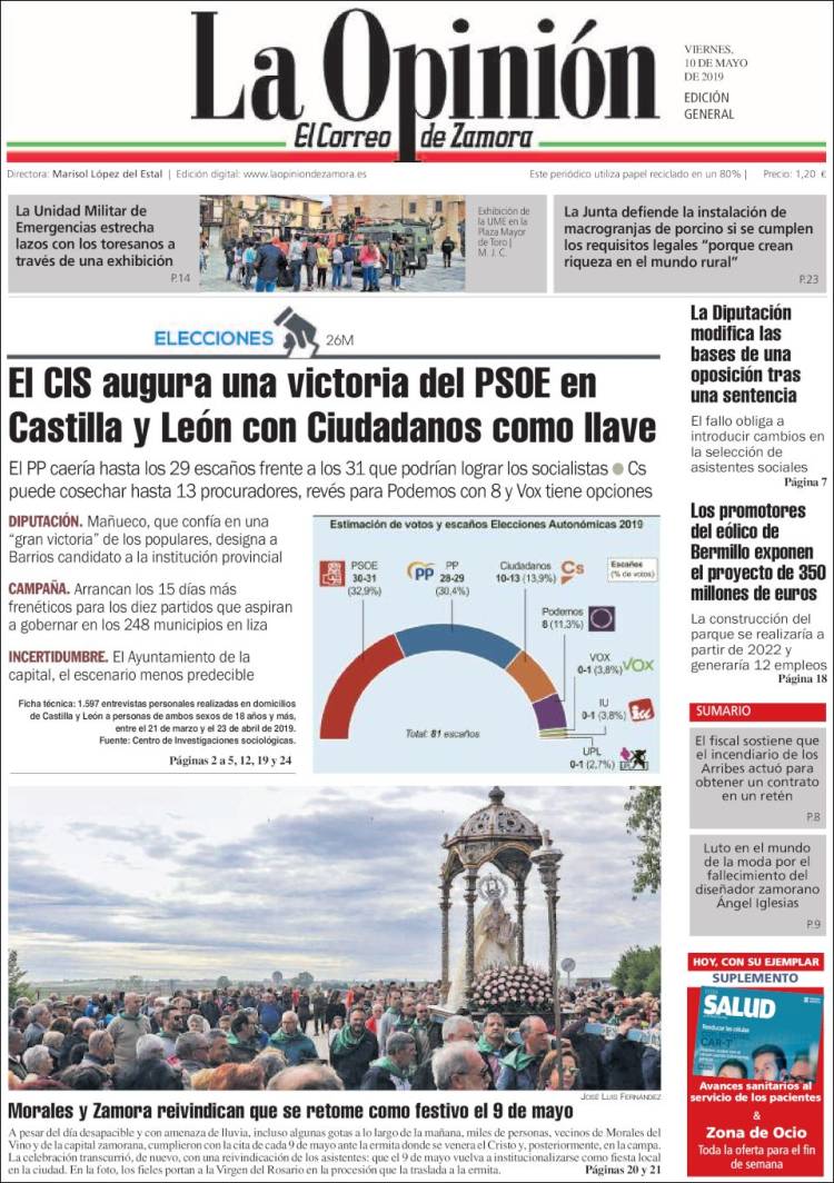 Portada de La Opinión - El Correo de Zamora (España)