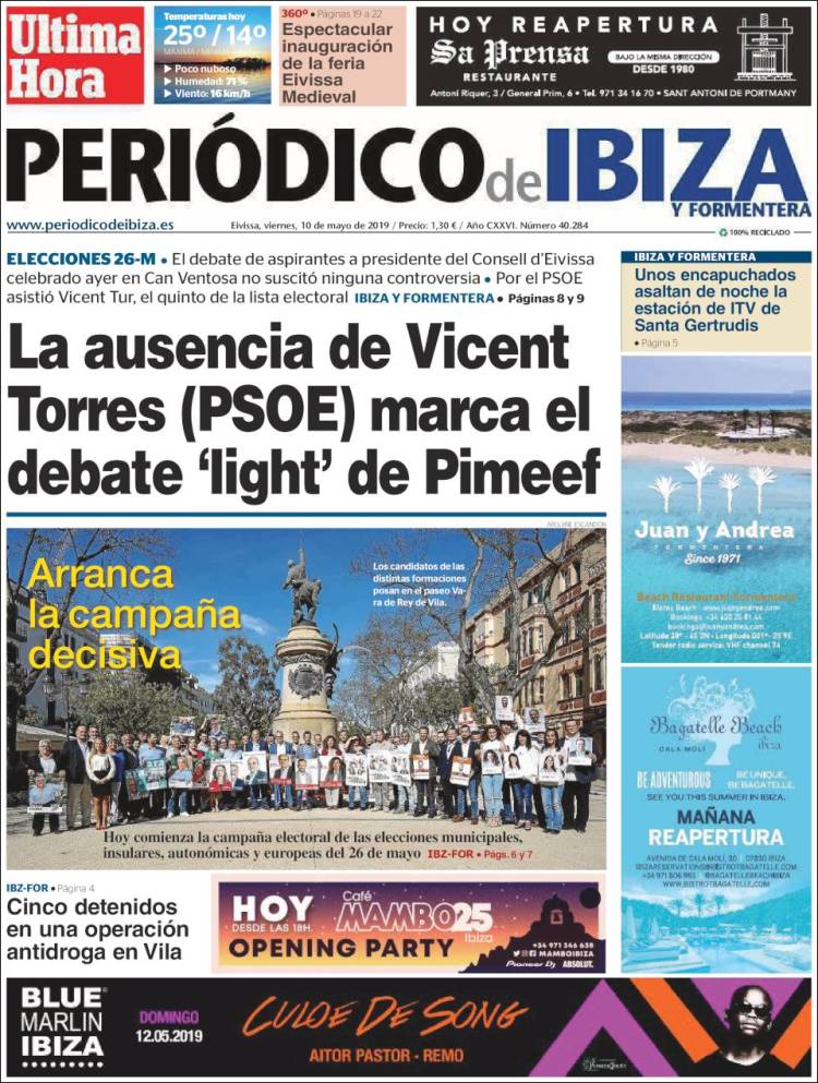 Portada de Periódico de Ibiza (España)