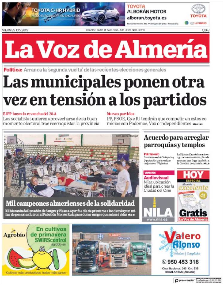 Portada de La Voz de Almería (España)