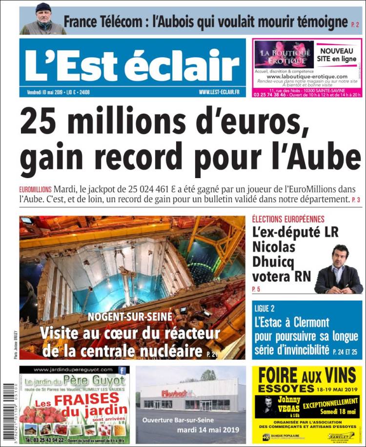 Portada de L'Est Eclair (Francia)