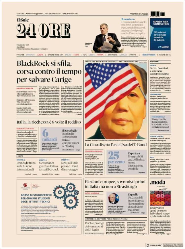 Portada de Il Sole 24 ORE (Italia)