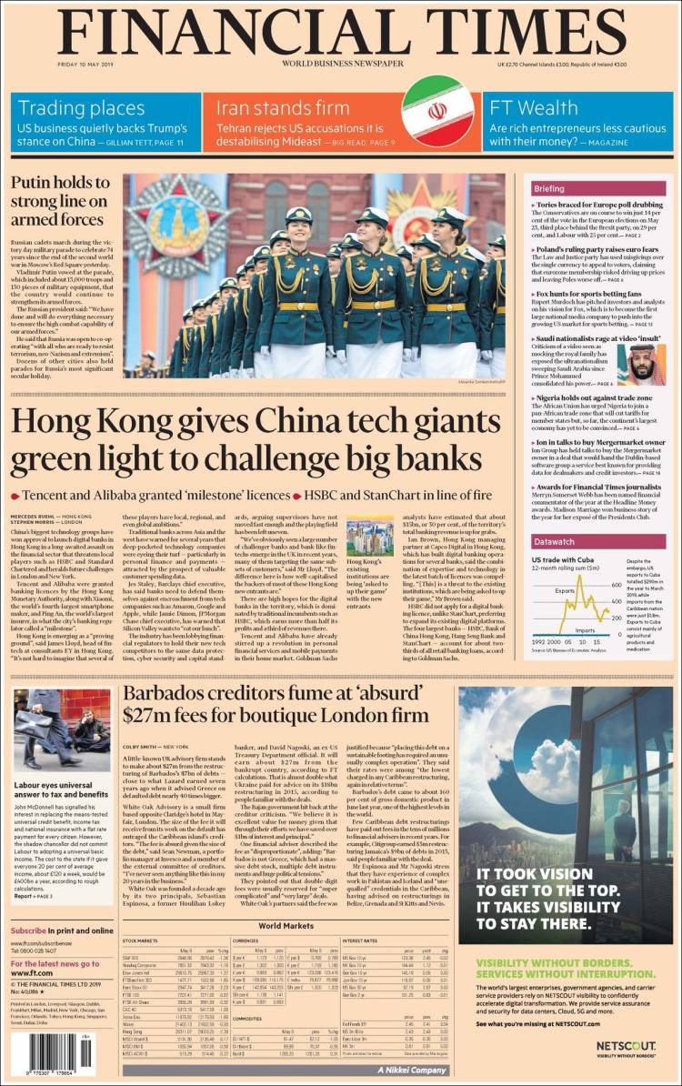 Portada de Financial Times (Reino Unido)