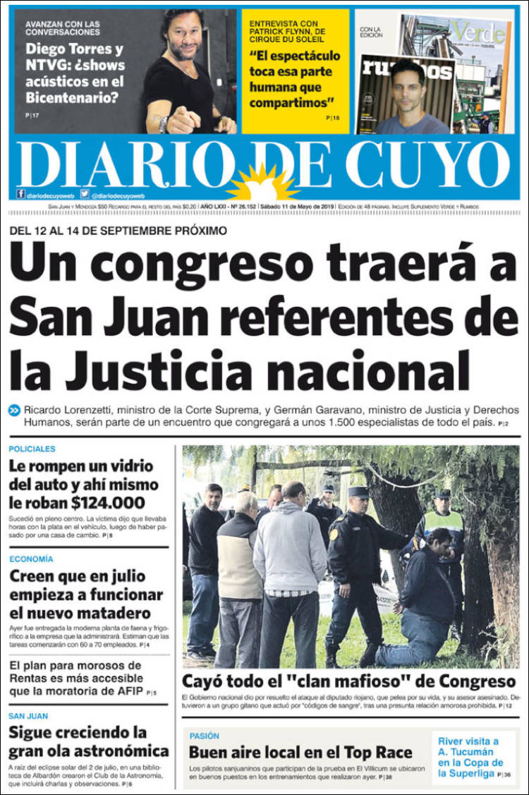 Portada de Diario de Cuyo (Argentina)