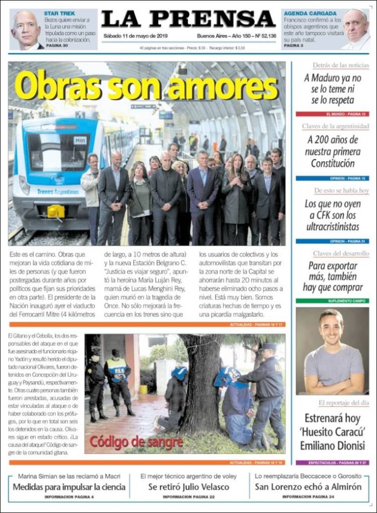 Portada de La Prensa (Argentina)