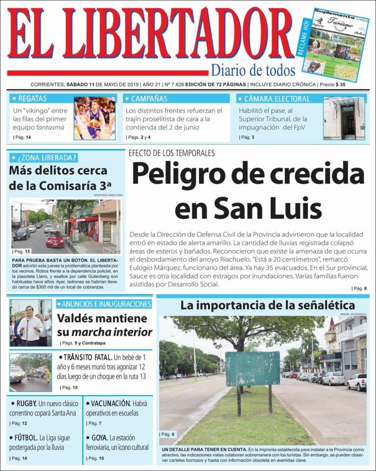 Portada de Diario El Libertador (Argentina)