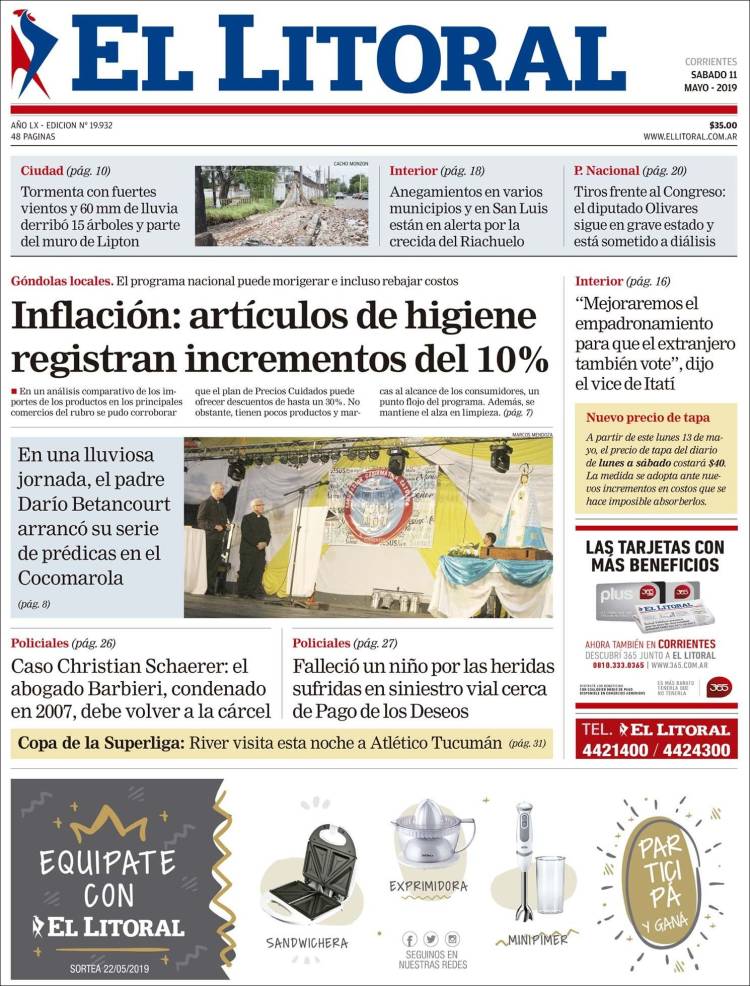 Portada de El Litoral Corrientes (Argentina)