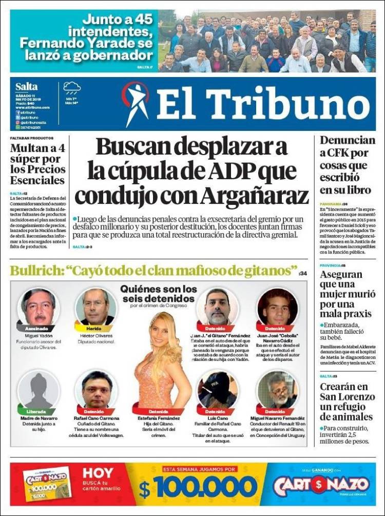 Portada de El Tribuno - Salta (Argentina)