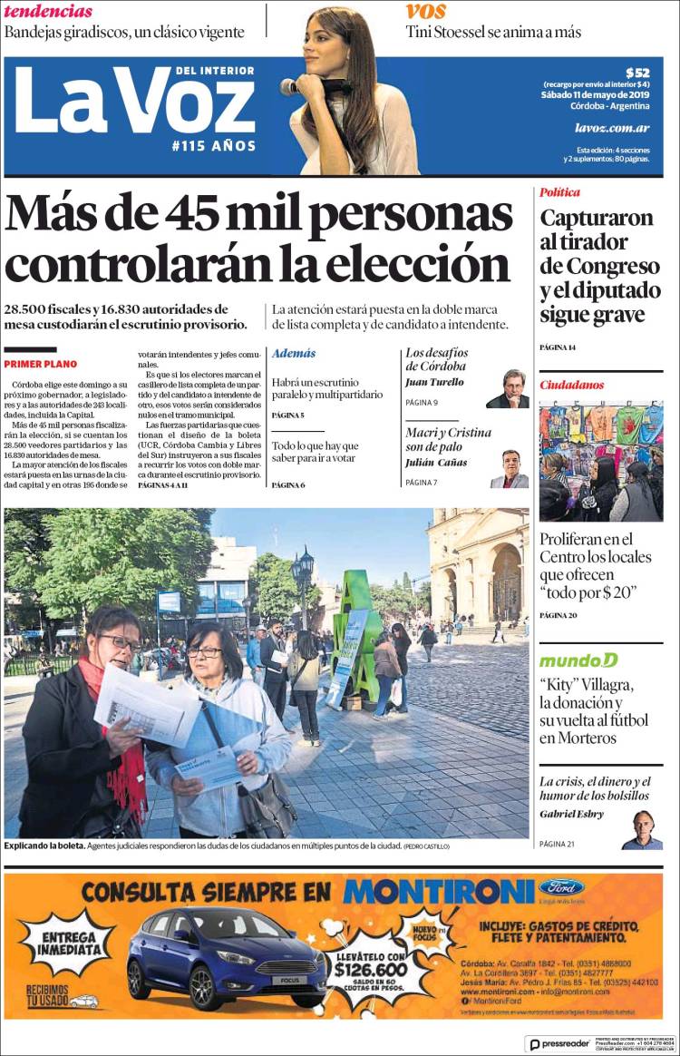 Portada de La Voz del Interior (Argentina)