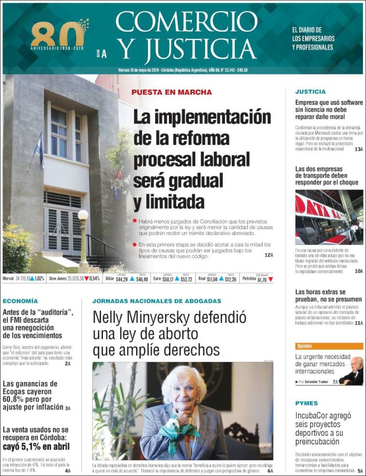 Portada de Comercio y Justicia (Argentina)