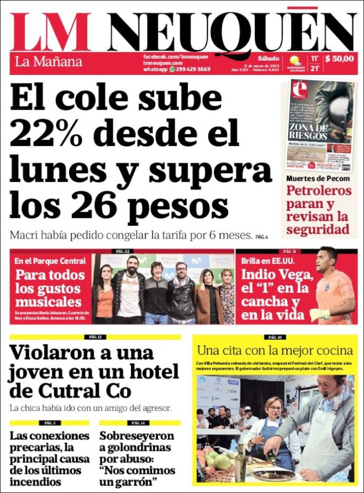 Portada de La Mañanade Neuquén (Argentina)