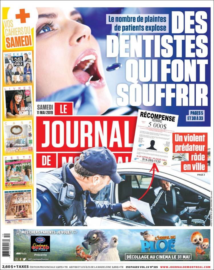 Portada de Le Journal de Montréal (Canada)