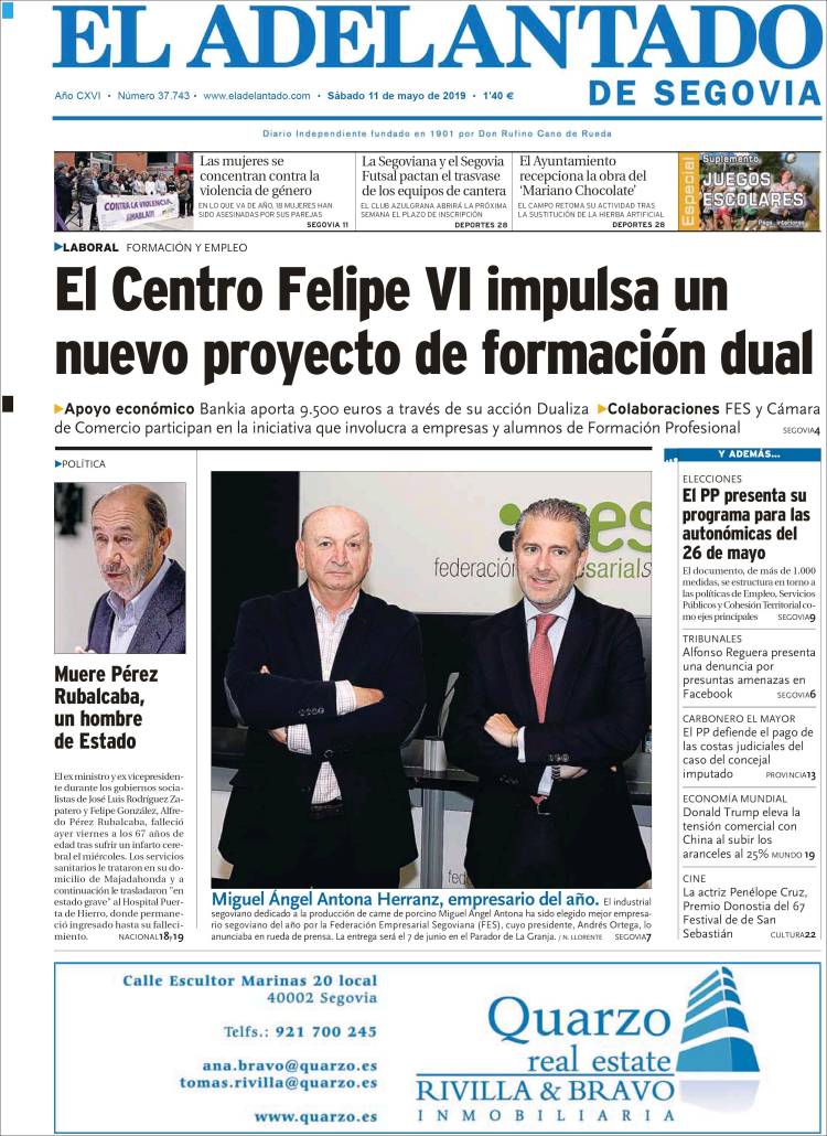 Portada de El Adelantado de Segovia (España)
