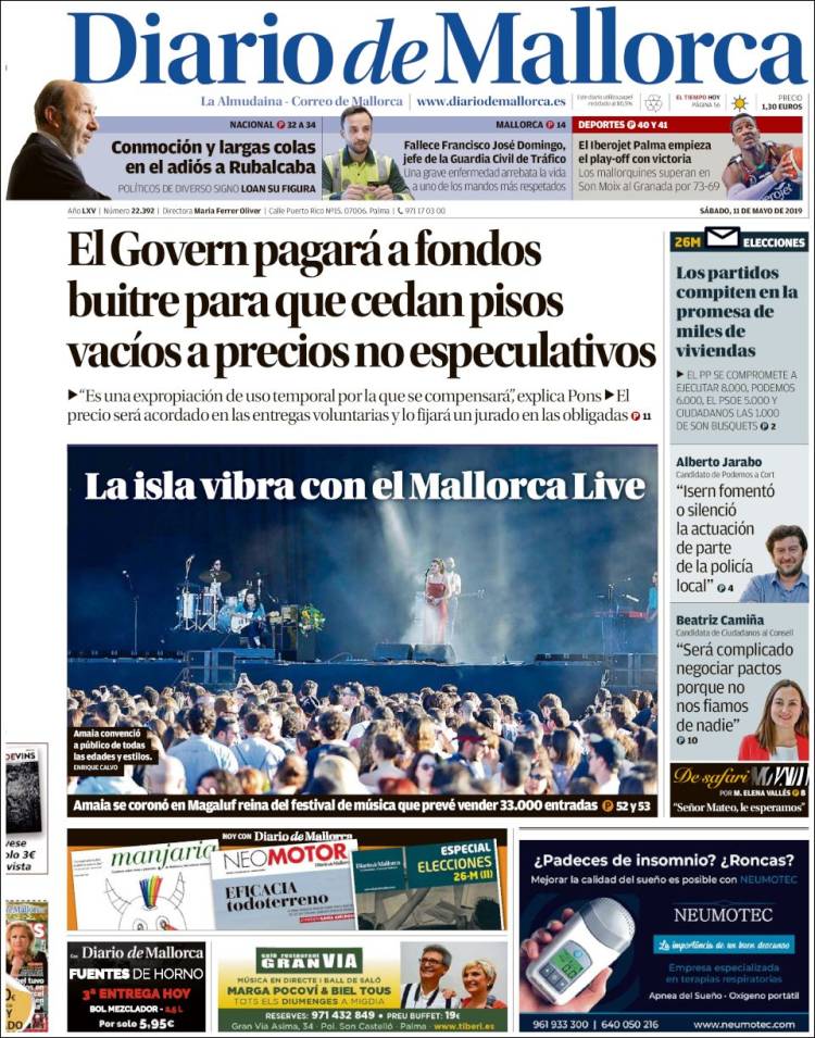 Portada de Diario de Mallorca (España)