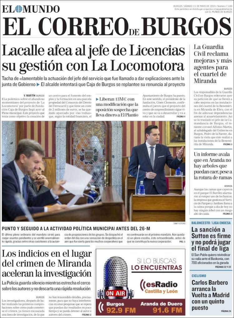 Portada de El Correo de Burgos (España)