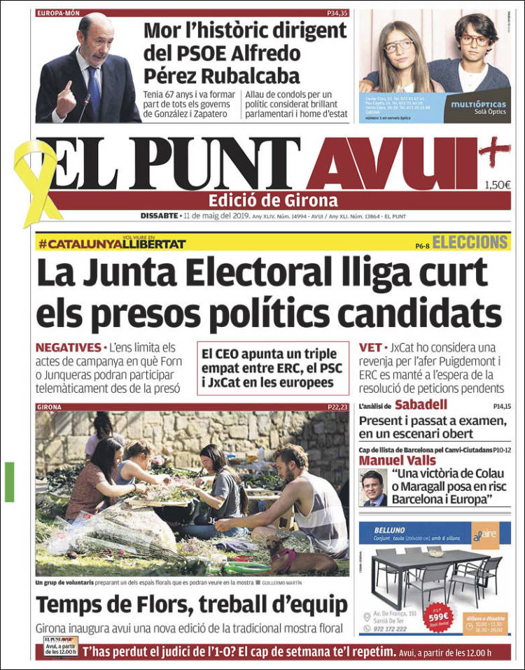 Portada de El Punt Avui - Girona (España)