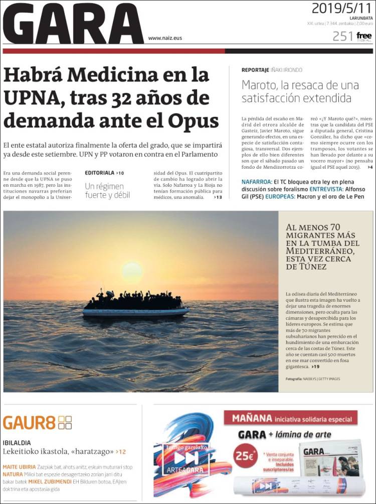 Portada de Gara (España)