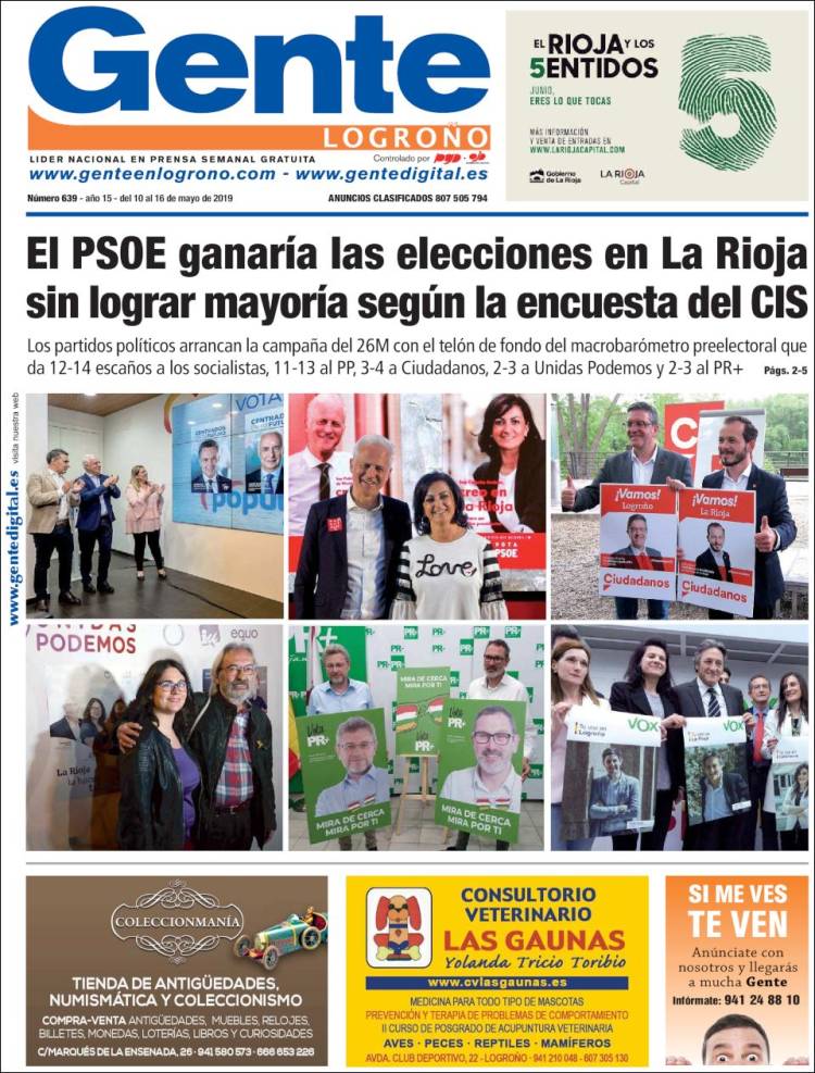 Portada de Gente en Logroño (España)