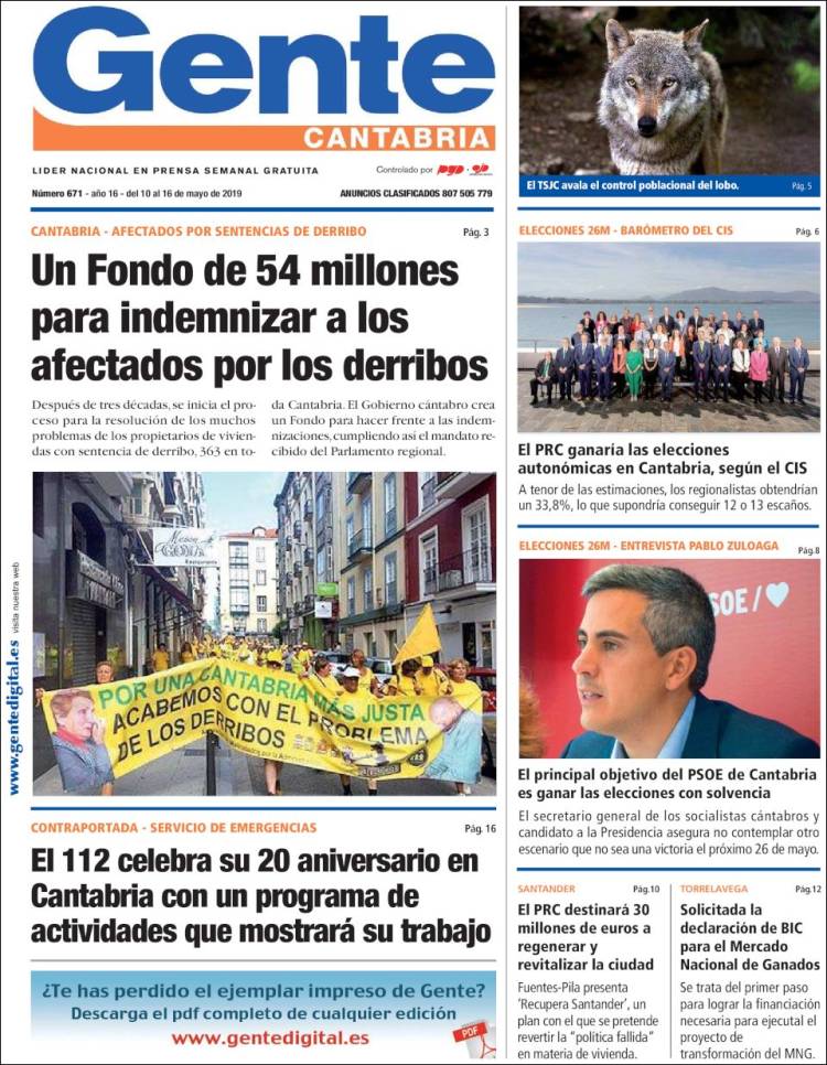 Portada de Gente en Santander (España)