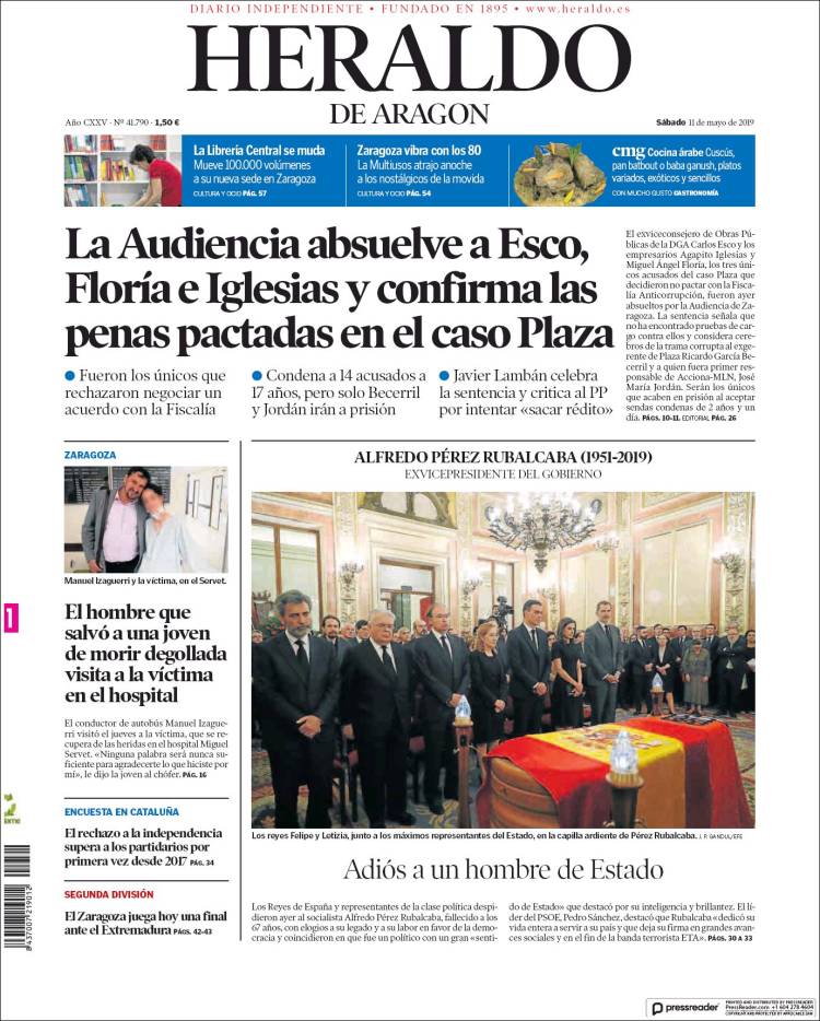 Portada de Heraldo de Aragón (España)