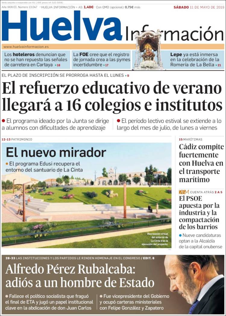 Portada de Huelva Información (España)
