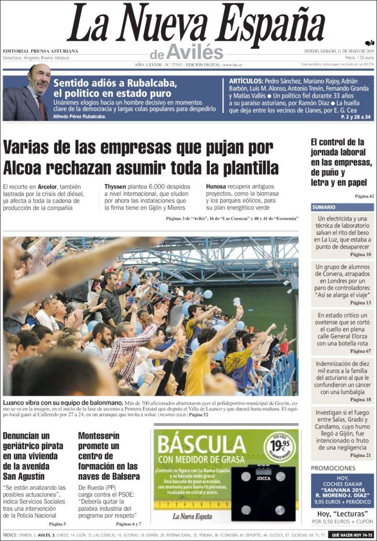 Portada de La Nueva España - Avilés (España)
