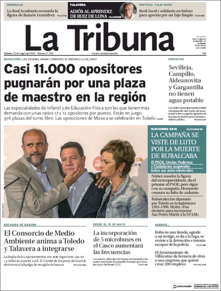 Portada de La Tribuna de Toledo (España)