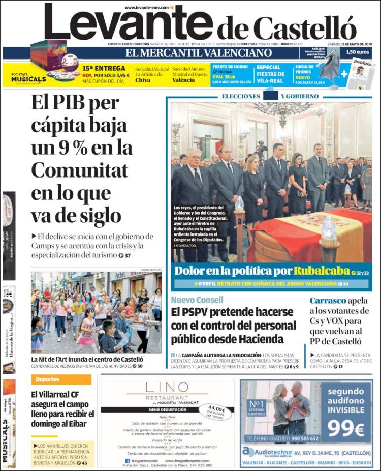 Portada de Levante de Castelló (España)